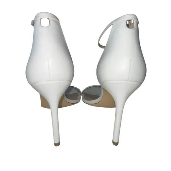 Stuart Weitzman NWOB Amelina 4 inch Leather Heels SandalsWhite Leather Size 12